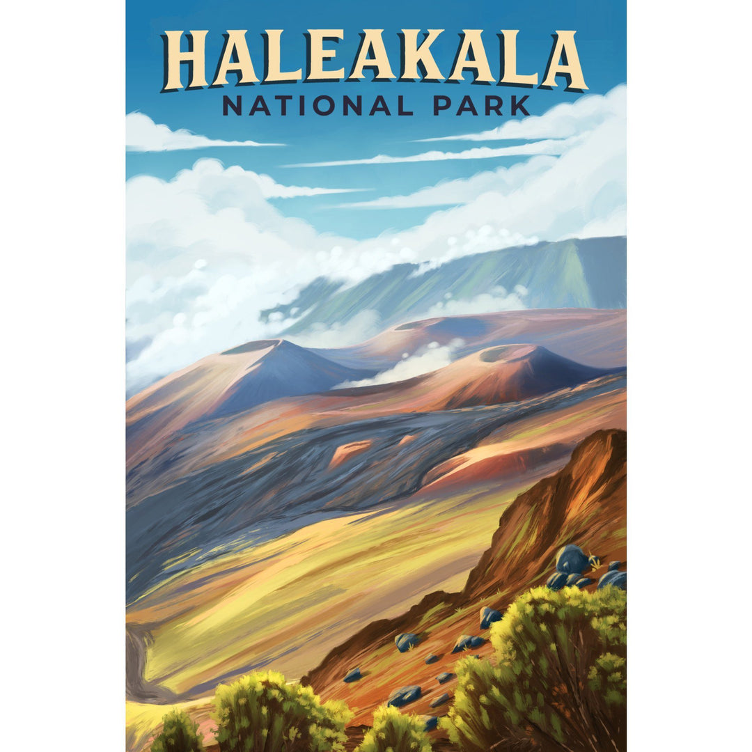 Haleakala National Park, Hawaii, Oil Painting, Lantern Press Artwork, Towels and Aprons Kitchen Lantern Press 