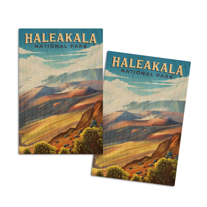 Haleakala National Park, Hawaii, Oil Painting, Lantern Press Artwork, Wood Signs and Postcards Wood Lantern Press 4x6 Wood Postcard Set 