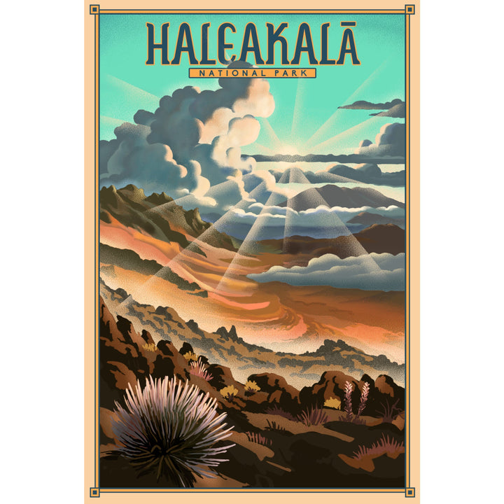 Haleakala National Park, Lithograph National Park Series, Lantern Press Artwork, Stretched Canvas Canvas Lantern Press 