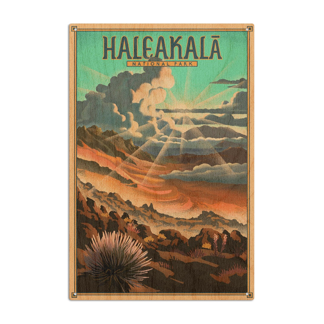 Haleakala National Park, Lithograph National Park Series, Lantern Press Artwork, Wood Signs and Postcards Wood Lantern Press 10 x 15 Wood Sign 