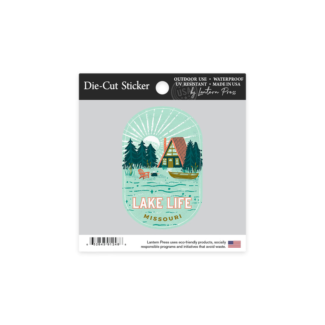 Hannibal, Missouri, Lake Michigan, Lake Life Series, Lake Life, Contour Sticker Lantern Press 