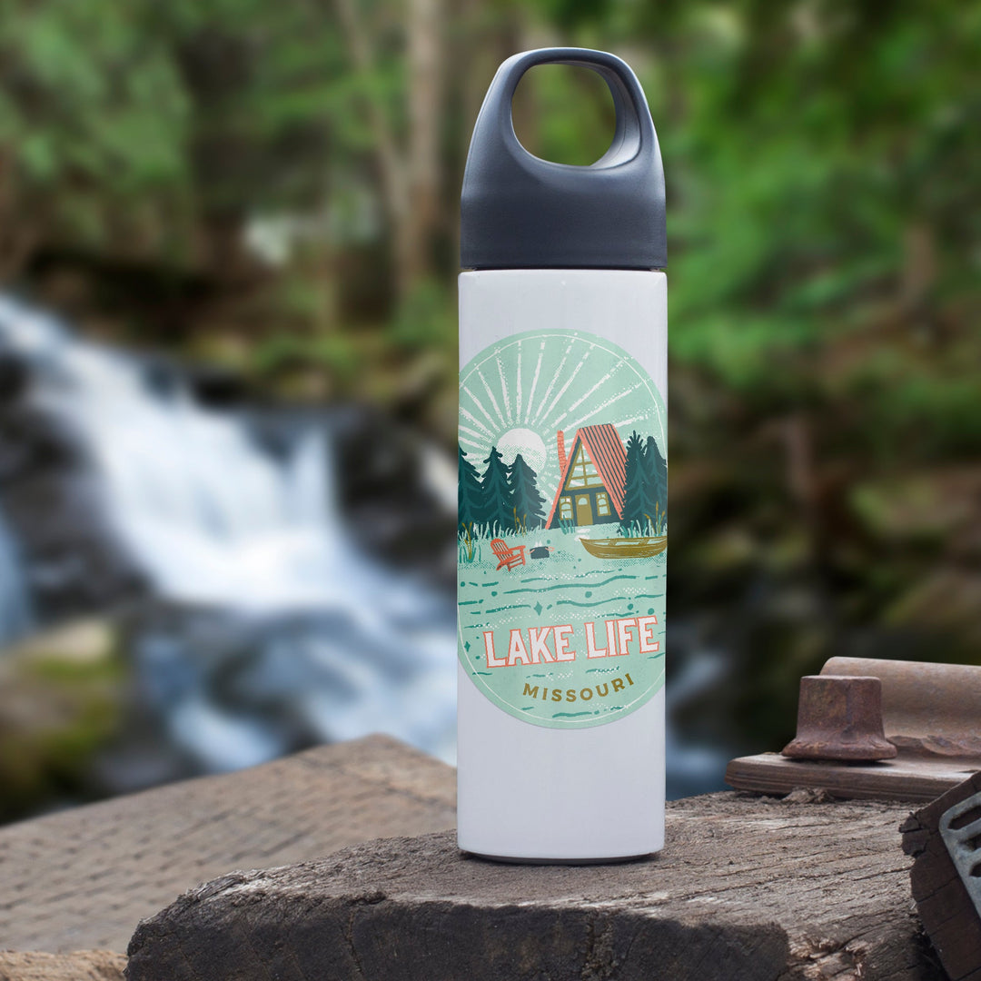 Hannibal, Missouri, Lake Michigan, Lake Life Series, Lake Life, Contour Sticker Lantern Press 