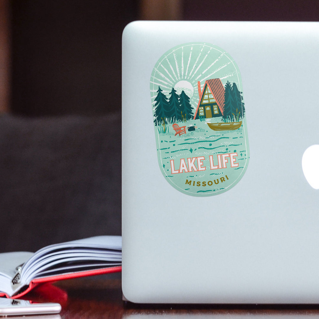 Hannibal, Missouri, Lake Michigan, Lake Life Series, Lake Life, Contour Sticker Lantern Press 