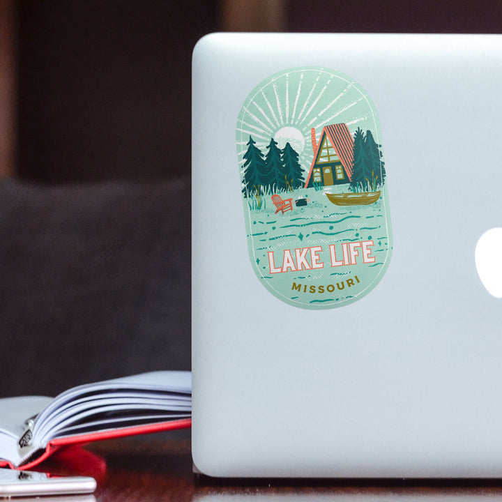 Hannibal, Missouri, Lake Michigan, Lake Life Series, Lake Life, Contour Sticker Lantern Press 