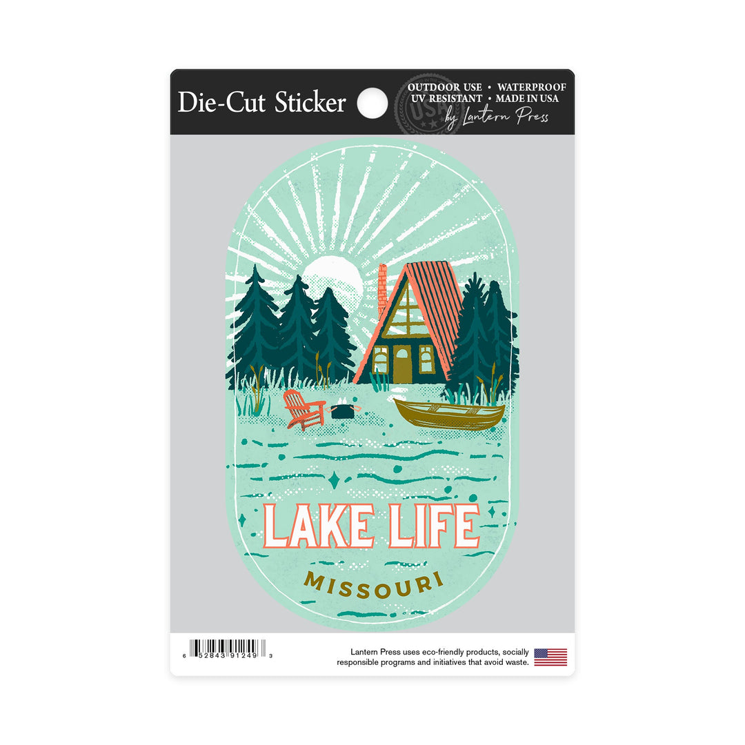 Hannibal, Missouri, Lake Michigan, Lake Life Series, Lake Life, Contour Sticker Lantern Press 