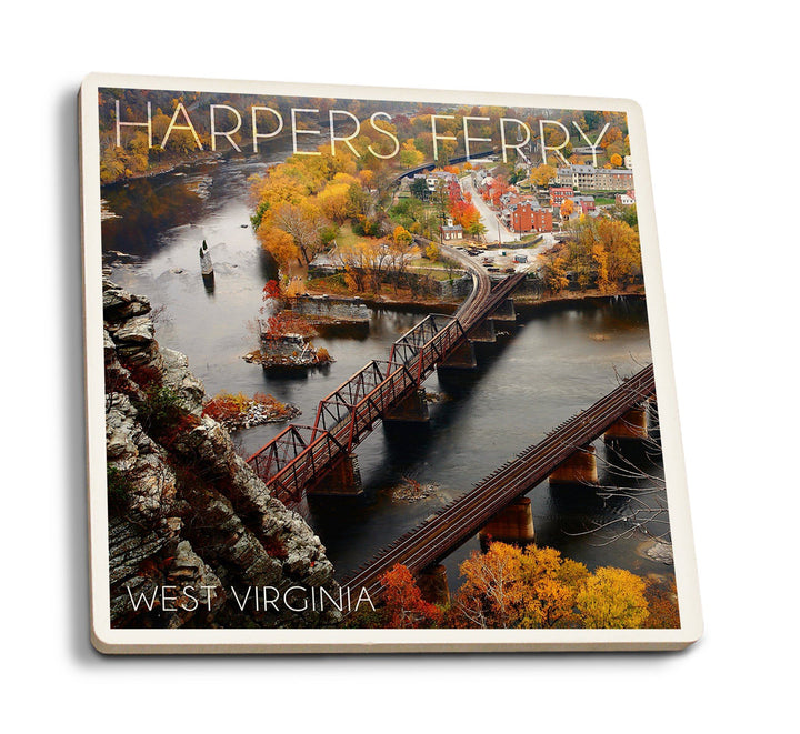 Harpers Ferry, West Virginia, Bird's Eye View, Lantern Press Photography, Coaster Set Coasters Lantern Press 