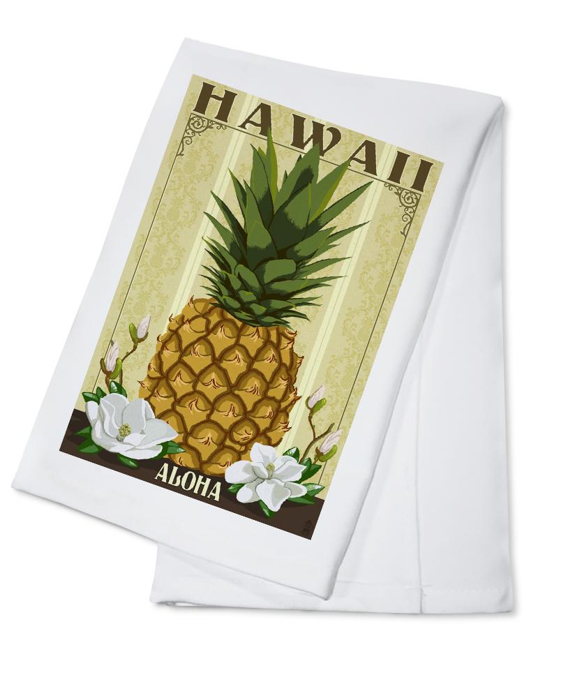Hawaii, Aloha, Colonial Pineapple, Lantern Press Artwork, Towels and Aprons Kitchen Lantern Press Cotton Towel 