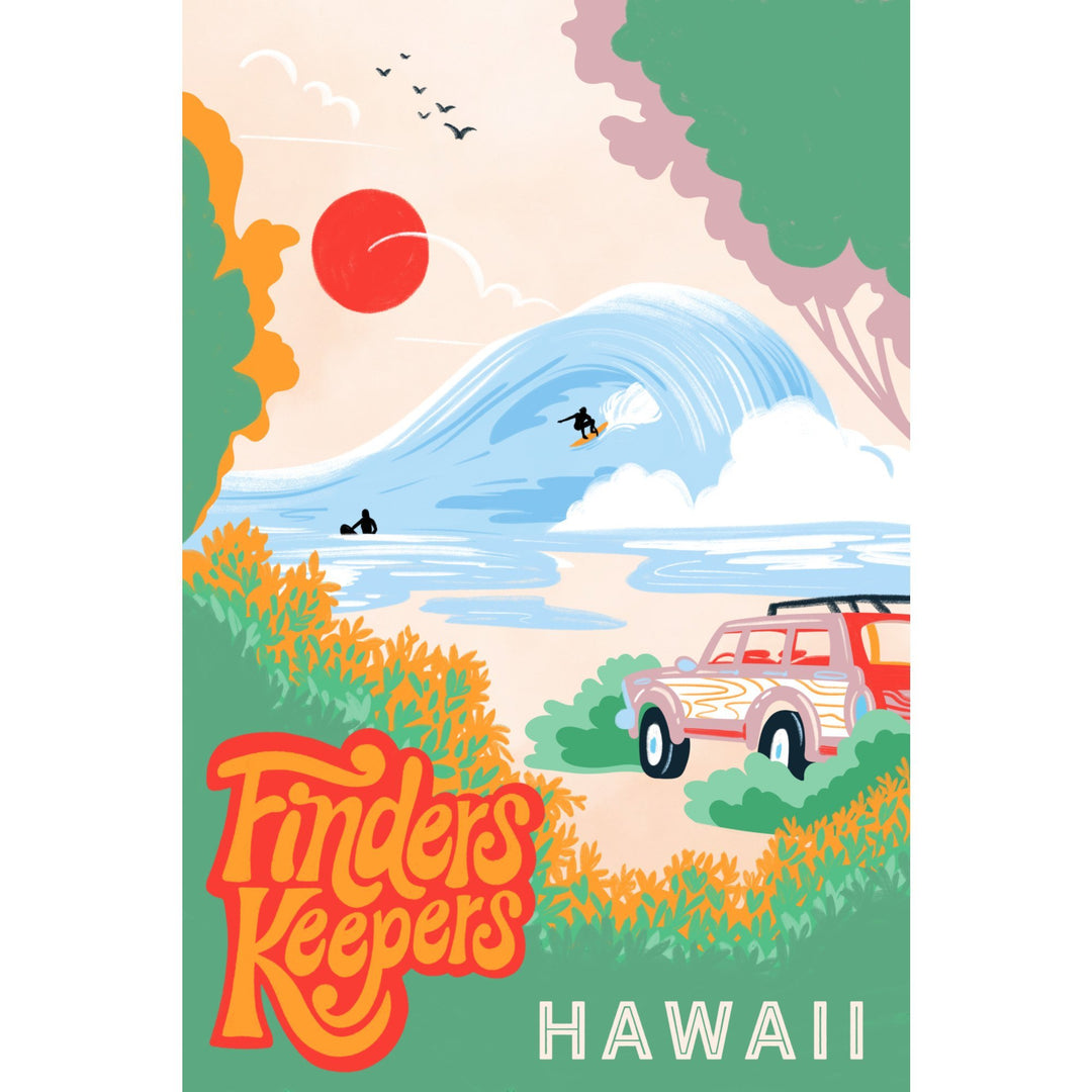 Hawaii, Secret Surf Spot Collection, Surf Scene At The Beach, Finders Keepers, Lantern Press Artwork, Towels and Aprons Kitchen Lantern Press 