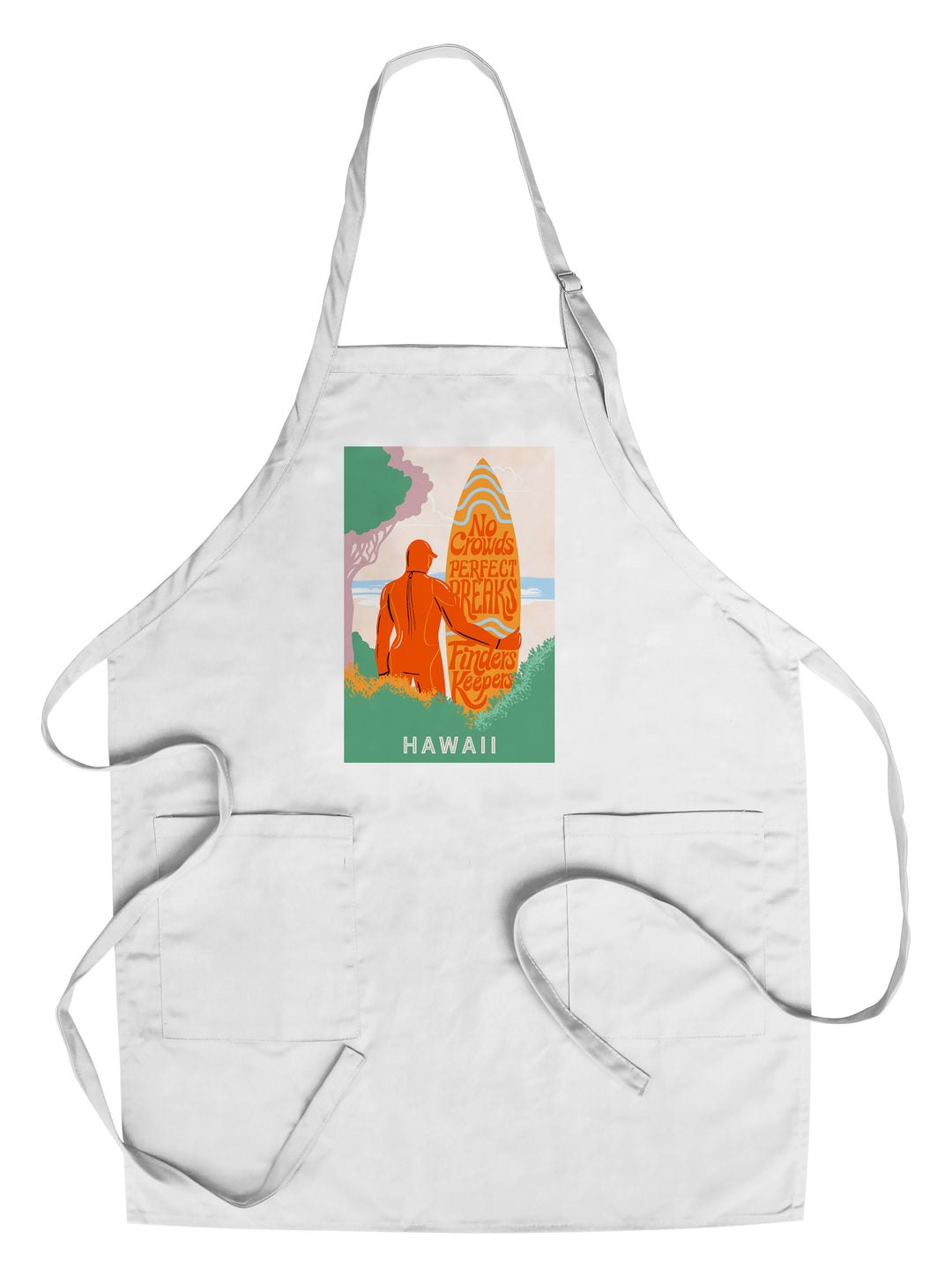 Hawaii, Secret Surf Spot Collection, Surfer at the Beach, No Crowds, Perfect Breaks, Finders Keepers, Lantern Press Artwork, Towels and Aprons Kitchen Lantern Press Chef's Apron 