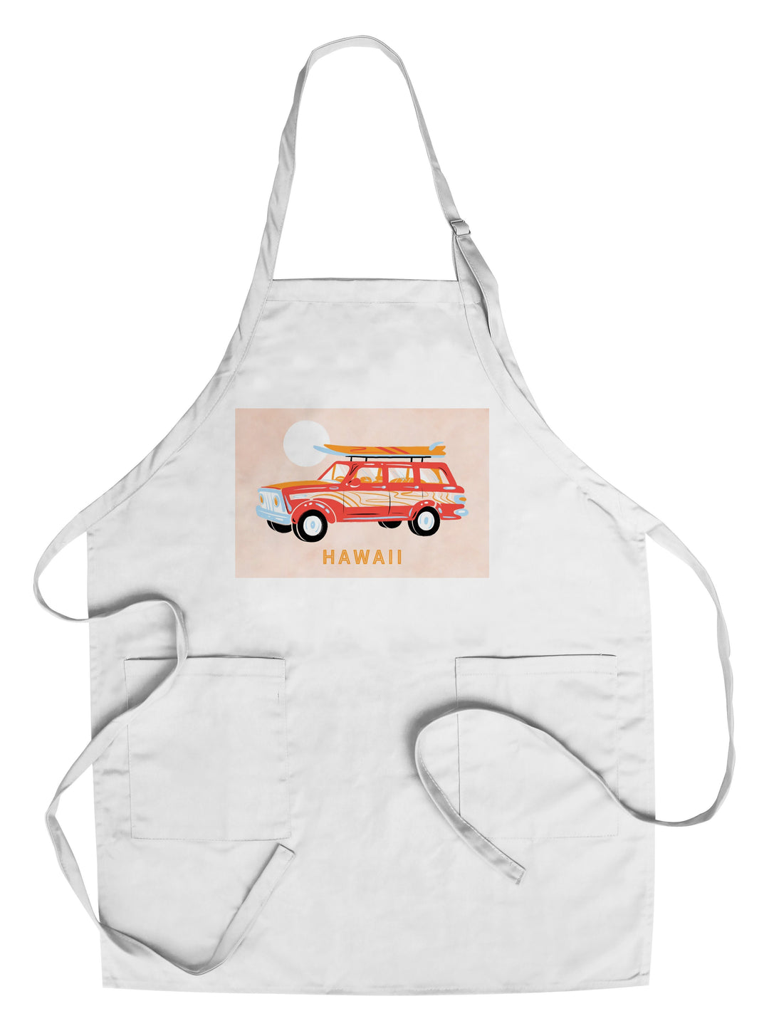 Hawaii, Secret Surf Spot Collection, Woody Wagon and Surfboards, Lantern Press Artwork, Towels and Aprons Kitchen Lantern Press Chef's Apron 