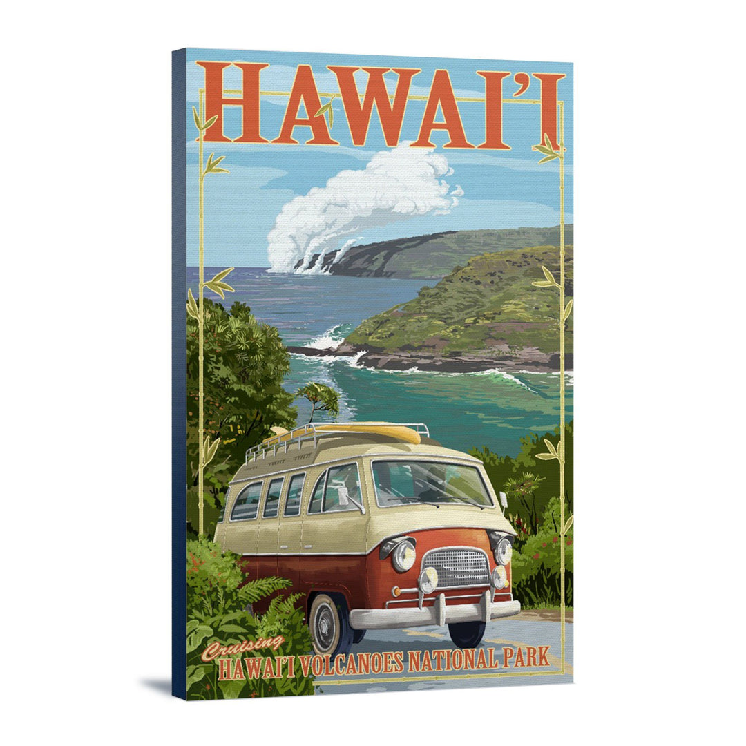 Hawaii Volcanoes National Park, Hawaii, Camper Van, Lantern Press Artwork, Stretched Canvas Canvas Lantern Press 