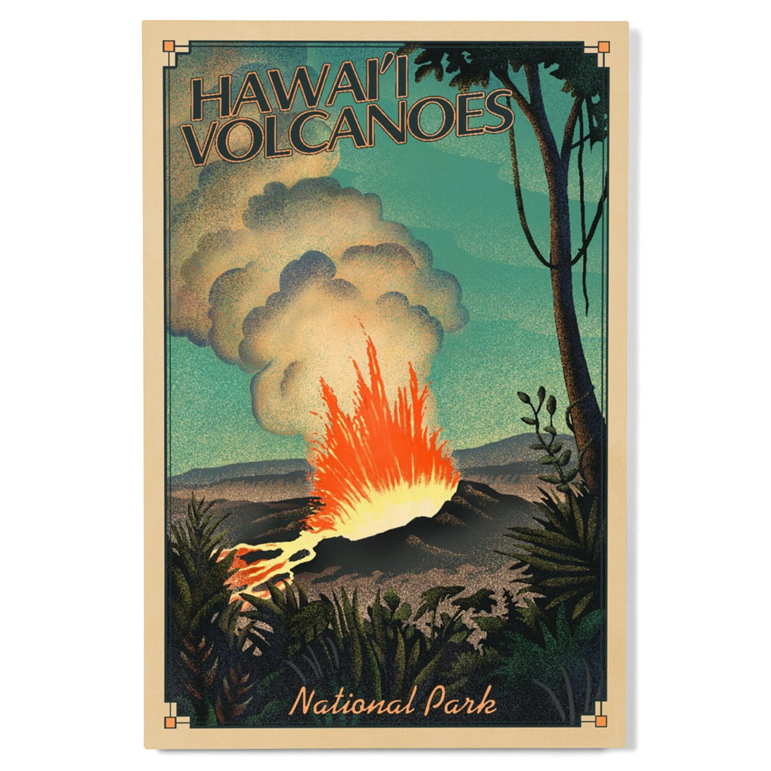 Hawaii Volcanoes National Park, Lithograph National Park Series, Lantern Press Artwork, Wood Signs and Postcards Wood Lantern Press 