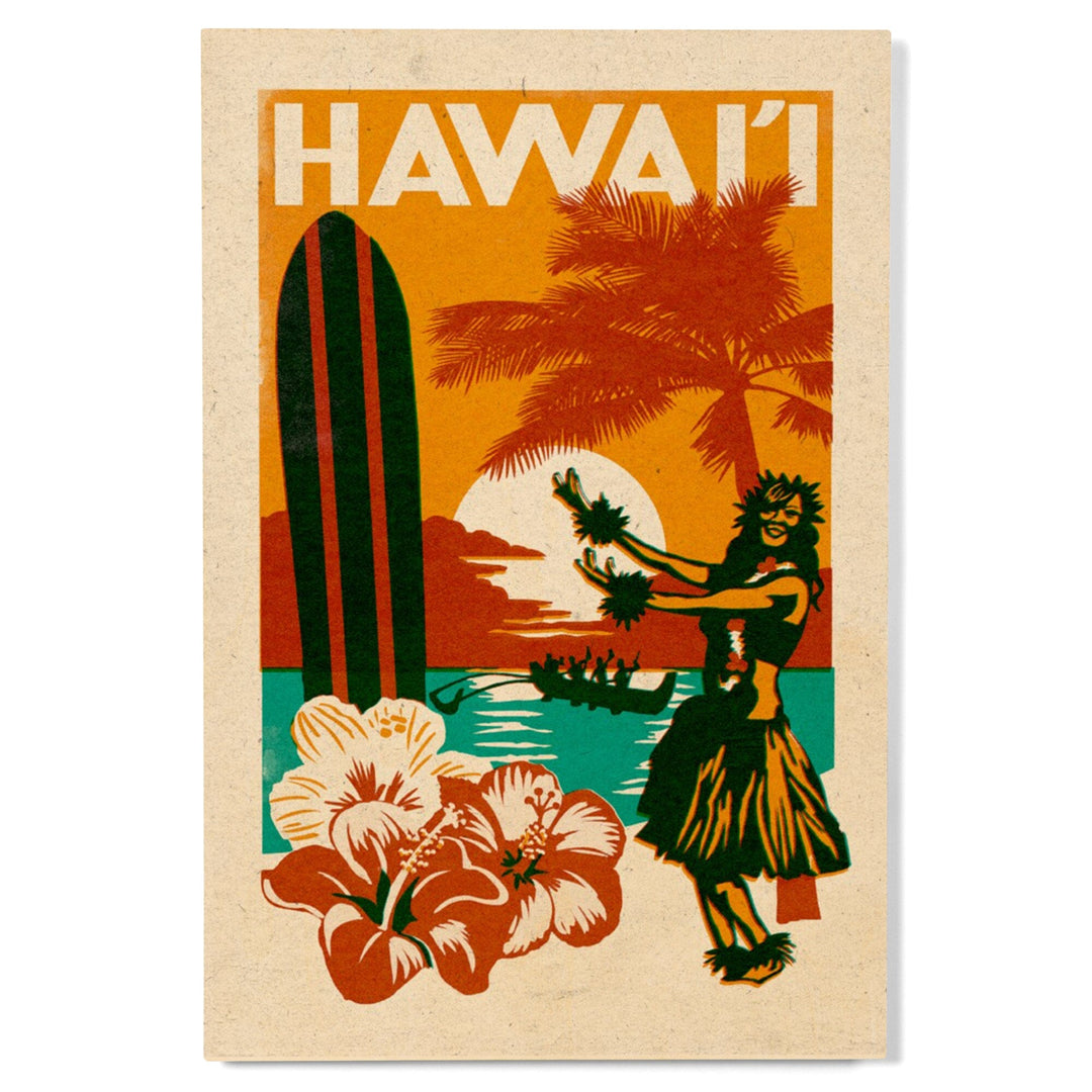 Hawai'i, Woodblock, Lantern Press Artwork, Wood Signs and Postcards Wood Lantern Press 
