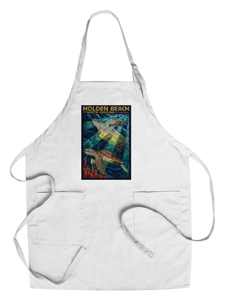 Holden Beach, North Carolina, Sea Turtle Paper Mosaic, Lantern Press Poster, Towels and Aprons Kitchen Lantern Press Chef's Apron 