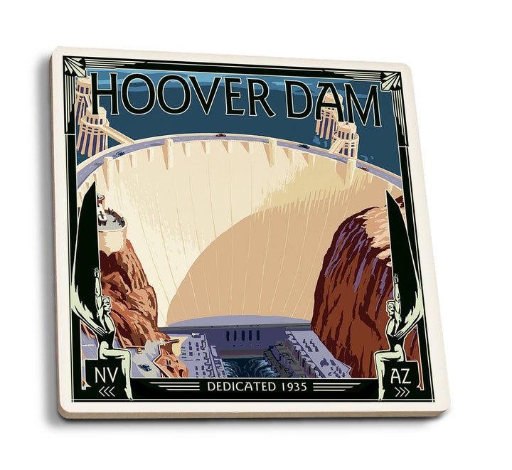 Hoover Dam Aerial, Lantern Press Artwork, Coaster Set Coasters Lantern Press 