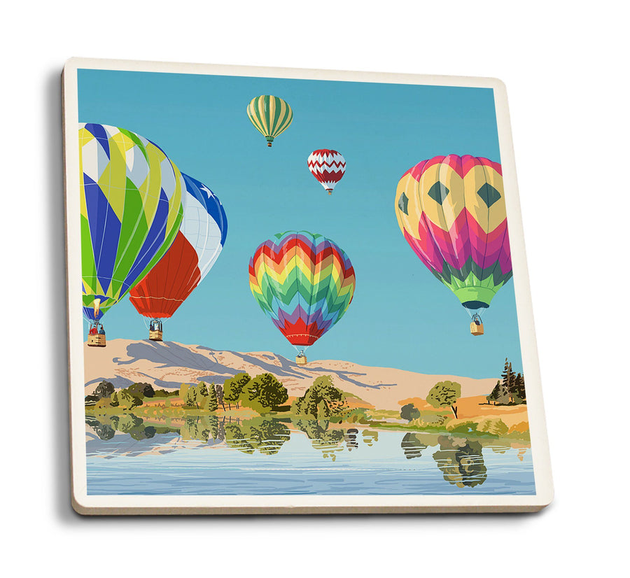 Hot Air Balloons, Lantern Press Artwork, Coaster Set Coasters Lantern Press 