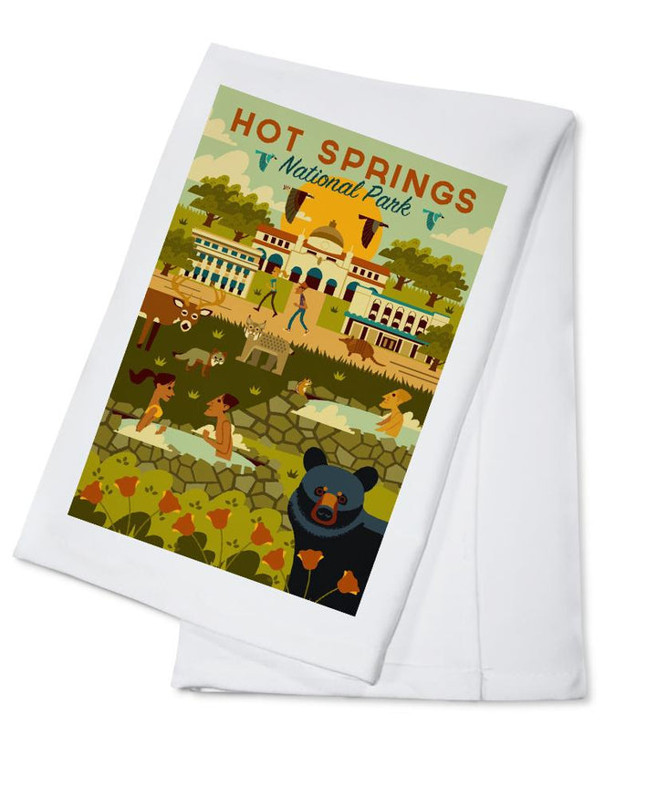 Hot Springs National Park, Arkansas, Geometric National Park Series, Lantern Press Artwork, Towels and Aprons Kitchen Lantern Press Cotton Towel 