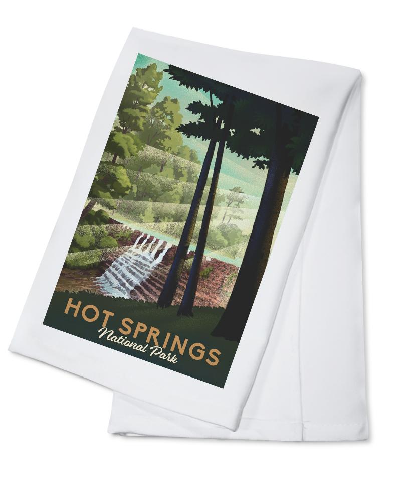 Hot Springs National Park, Arkansas, Lithograph National Park Series, Lantern Press Artwork, Towels and Aprons Kitchen Lantern Press 
