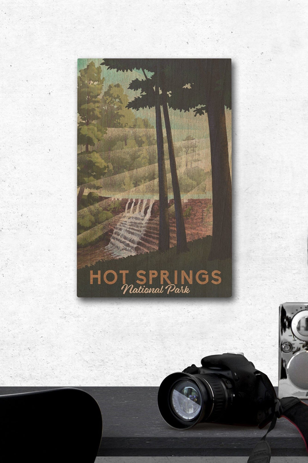 Hot Springs National Park, Arkansas, Lithograph National Park Series, Lantern Press Artwork, Wood Signs and Postcards Wood Lantern Press 12 x 18 Wood Gallery Print 