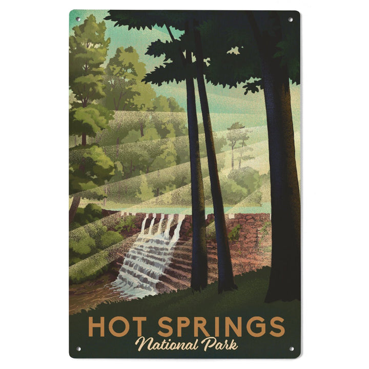 Hot Springs National Park, Arkansas, Lithograph National Park Series, Lantern Press Artwork, Wood Signs and Postcards Wood Lantern Press 