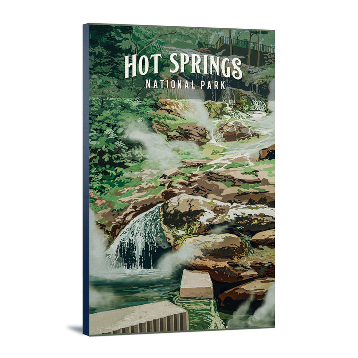 Hot Springs National Park, Arkansas, Painterly National Park Series, Stretched Canvas Canvas Lantern Press 12x18 Stretched Canvas 