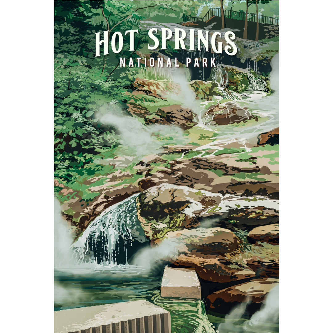Hot Springs National Park, Arkansas, Painterly National Park Series, Towels and Aprons Kitchen Lantern Press 