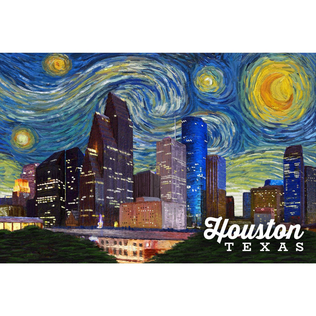 Houston, Texas, Starry Night Series, Lantern Press Artwork, Towels and Aprons Kitchen Lantern Press 