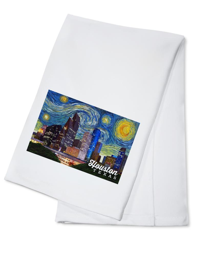 Houston, Texas, Starry Night Series, Organic Cotton Kitchen Tea Towels - Lantern Press