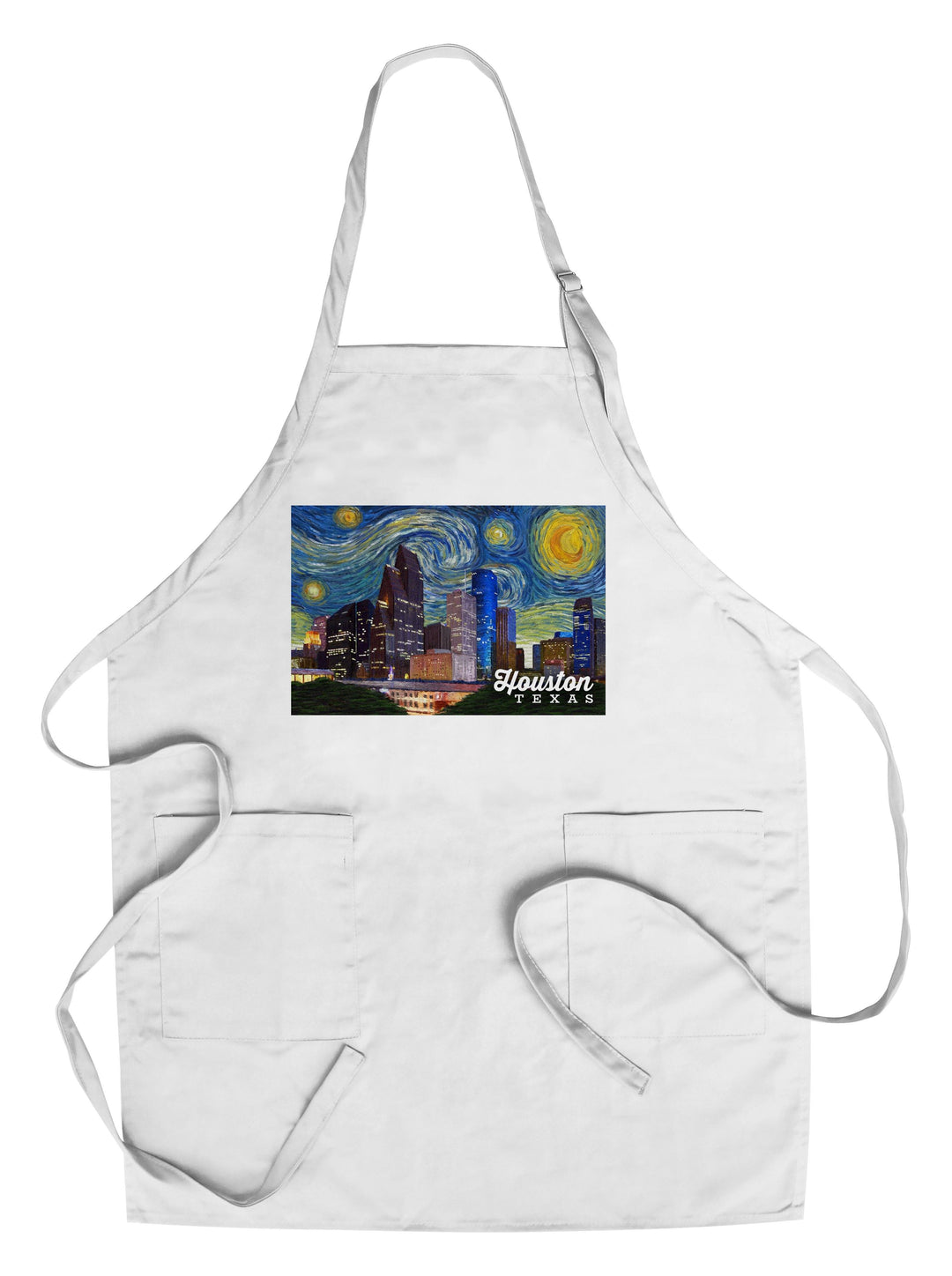 Houston, Texas, Starry Night Series, Lantern Press Artwork, Towels and Aprons Kitchen Lantern Press Chef's Apron 