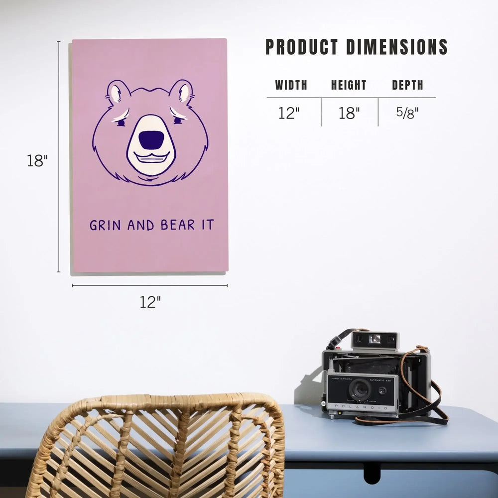 Humorous Animals Collection, Bear, Grin And Bear It, Wood Signs and Postcards - Lantern Press