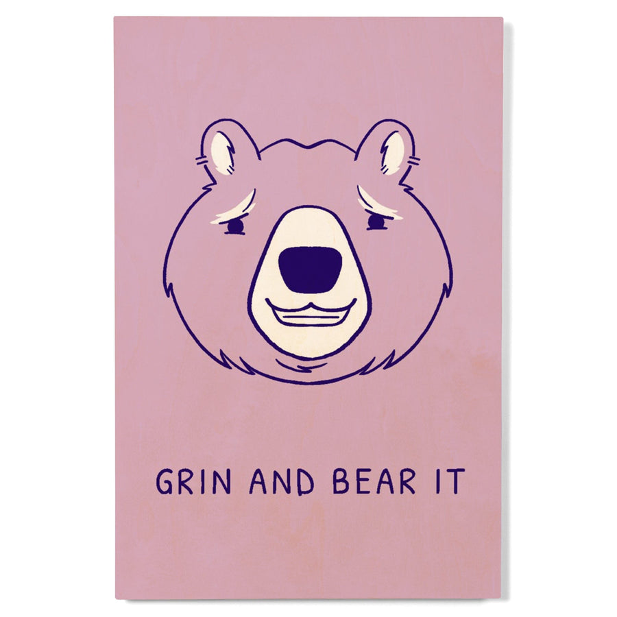 Humorous Animals Collection, Bear, Grin And Bear It, Wood Signs and Postcards Wood Lantern Press 