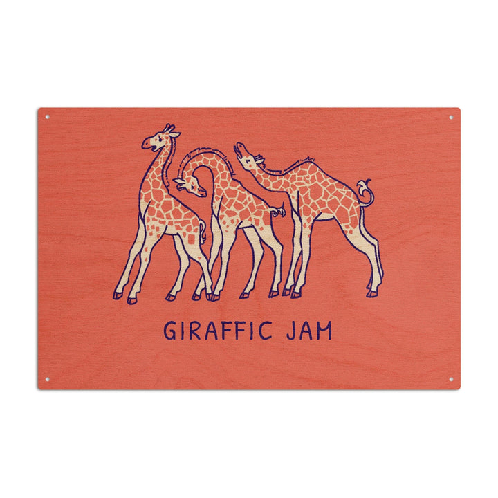 Humorous Animals Collection, Giraffes, Giraffic Jam, Wood Signs and Postcards Wood Lantern Press 10 x 15 Wood Sign 