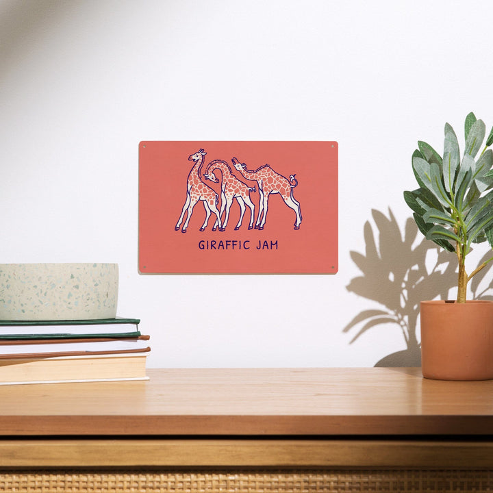 Humorous Animals Collection, Giraffes, Giraffic Jam, Wood Signs and Postcards Wood Lantern Press 