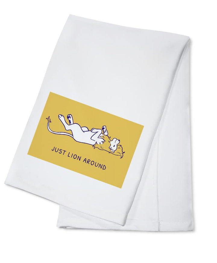 Humorous Animals Collection, Lion, Just Lion Around, Towels and Aprons Kitchen Lantern Press Cotton Towel 