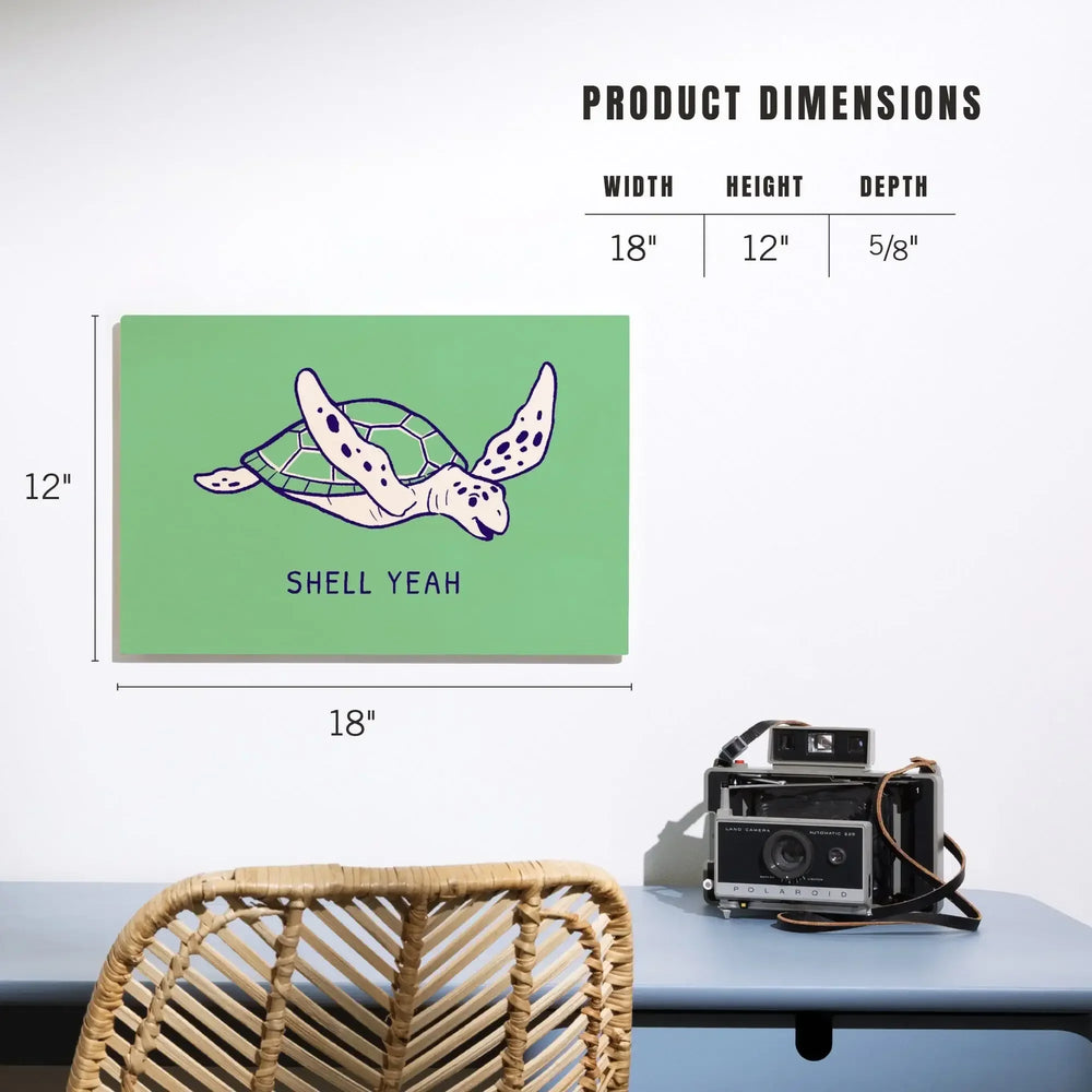 Humorous Animals Collection, Sea Turtle, Shell Yeah, Wood Signs and Postcards - Lantern Press