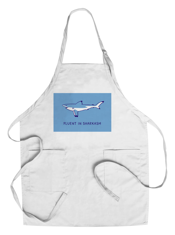 Humorous Animals Collection, Shark, Fluent in Sharkasm, Towels and Aprons Kitchen Lantern Press Chef's Apron 