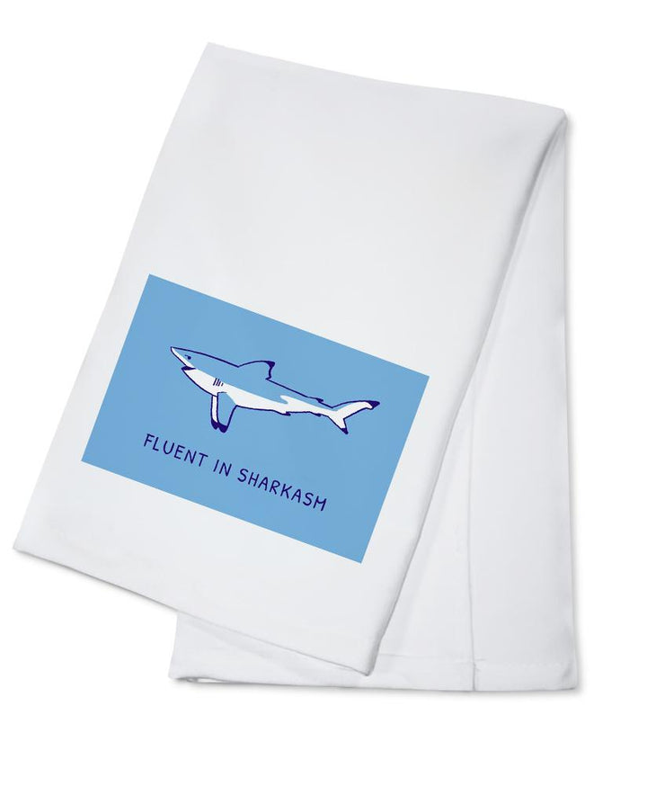 Humorous Animals Collection, Shark, Fluent in Sharkasm, Towels and Aprons Kitchen Lantern Press Cotton Towel 