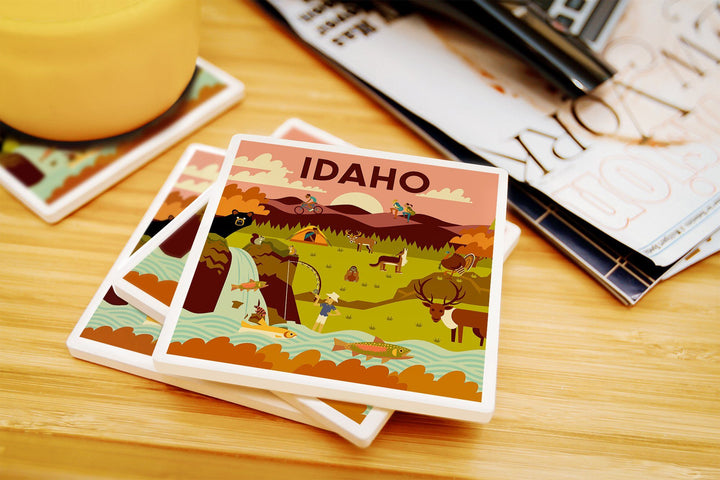 Idaho, Geometric, Lantern Press Artwork, Coaster Set Coasters Lantern Press 