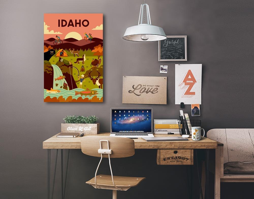 Idaho, Geometric, Lantern Press Artwork, Stretched Canvas Canvas Lantern Press 