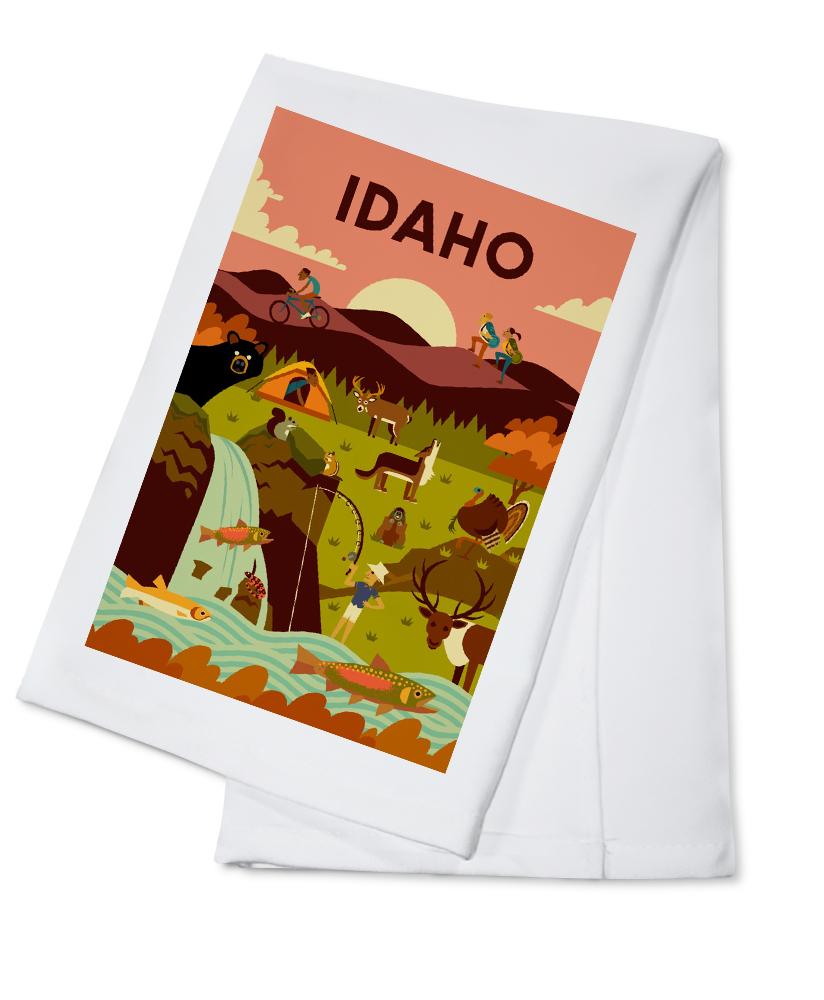 Idaho, Geometric, Lantern Press Artwork, Towels and Aprons Kitchen Lantern Press Cotton Towel 