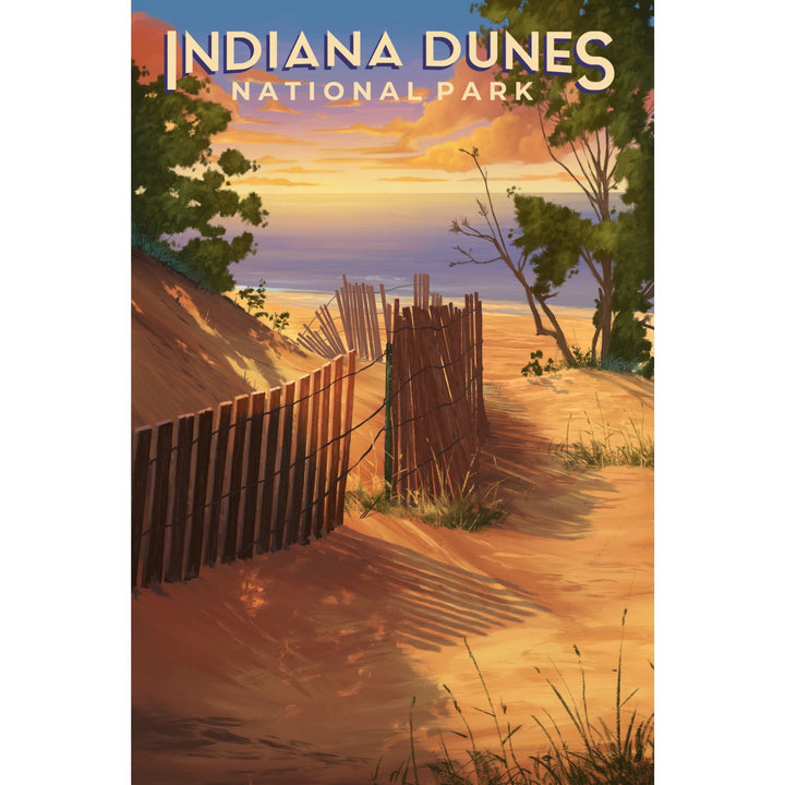 Indiana Dunes National Park, Indiana, Oil Painting, Lantern Press Artwork, Towels and Aprons Kitchen Lantern Press 