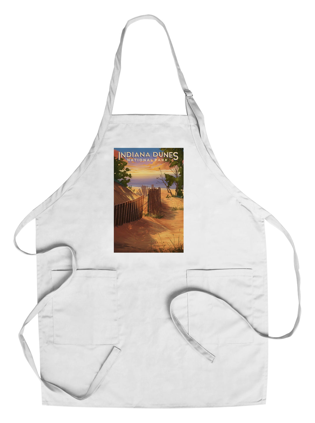 Indiana Dunes National Park, Indiana, Oil Painting, Lantern Press Artwork, Towels and Aprons Kitchen Lantern Press Chef's Apron 