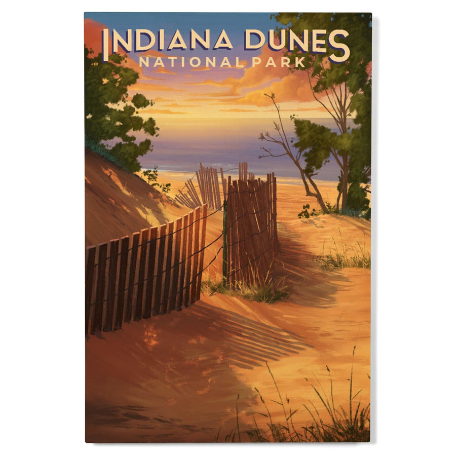 Indiana Dunes National Park, Indiana, Oil Painting, Lantern Press Artwork, Wood Signs and Postcards Wood Lantern Press 