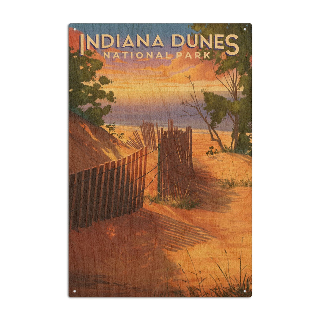 Indiana Dunes National Park, Indiana, Oil Painting, Lantern Press Artwork, Wood Signs and Postcards Wood Lantern Press 6x9 Wood Sign 