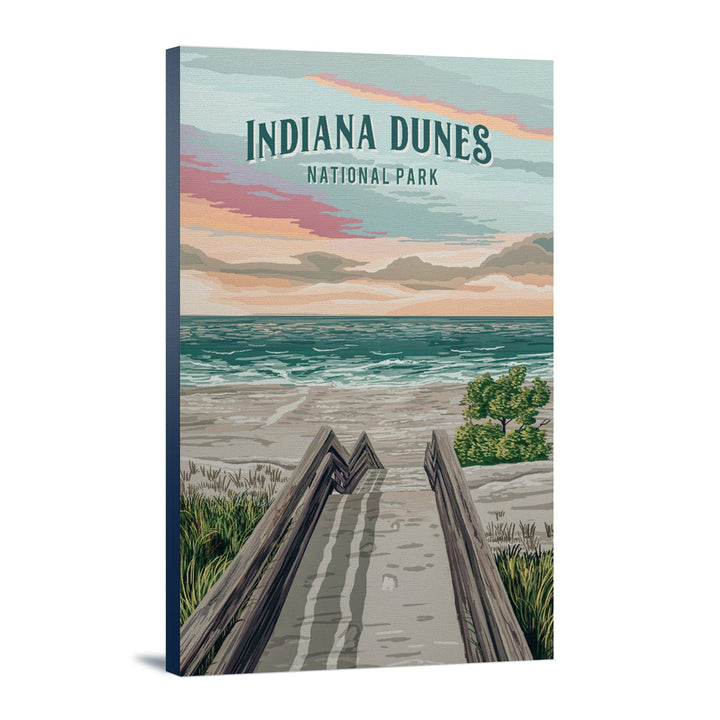 Indiana Dunes National Park, Indiana, Painterly National Park Series, Stretched Canvas Canvas Lantern Press 12x18 Stretched Canvas 