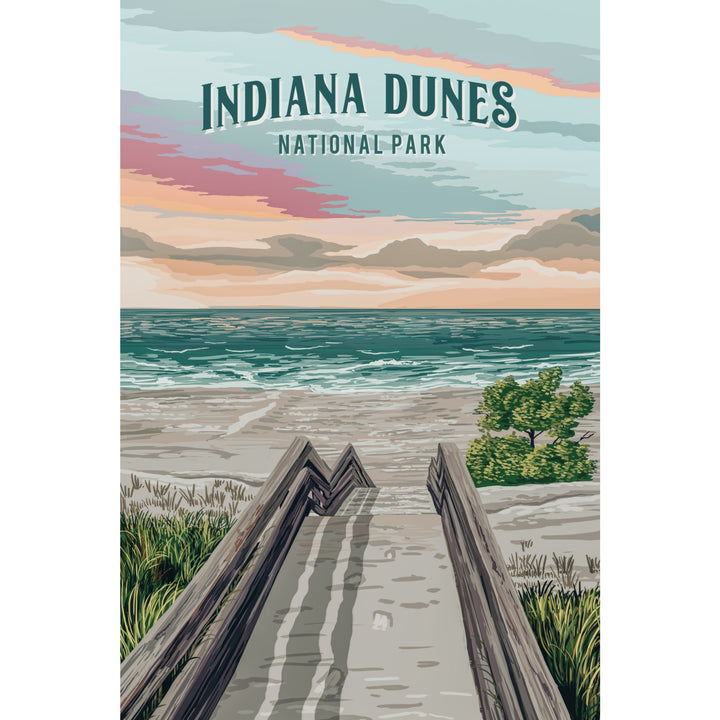 Indiana Dunes National Park, Indiana, Painterly National Park Series, Stretched Canvas Canvas Lantern Press 