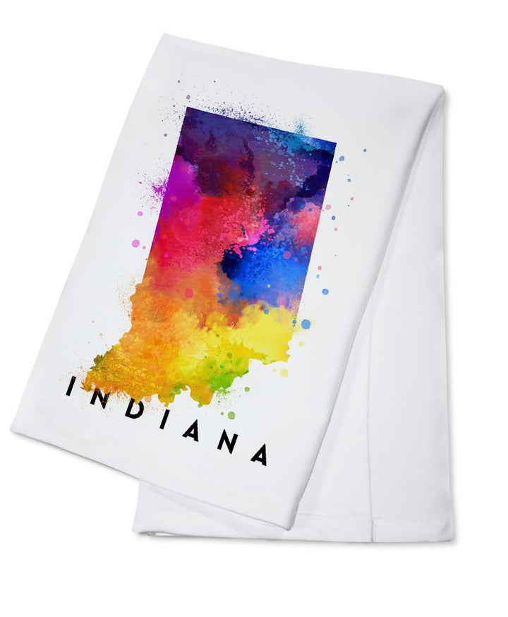 Indiana, State Abstract Watercolor, Lantern Press Artwork, Towels and Aprons Kitchen Lantern Press Cotton Towel 
