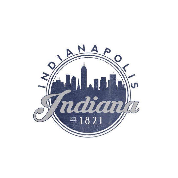 Indianapolis, Indiana, Skyline Seal (Blue), Established 1821, Lantern Press Artwork, Towels and Aprons Kitchen Lantern Press 
