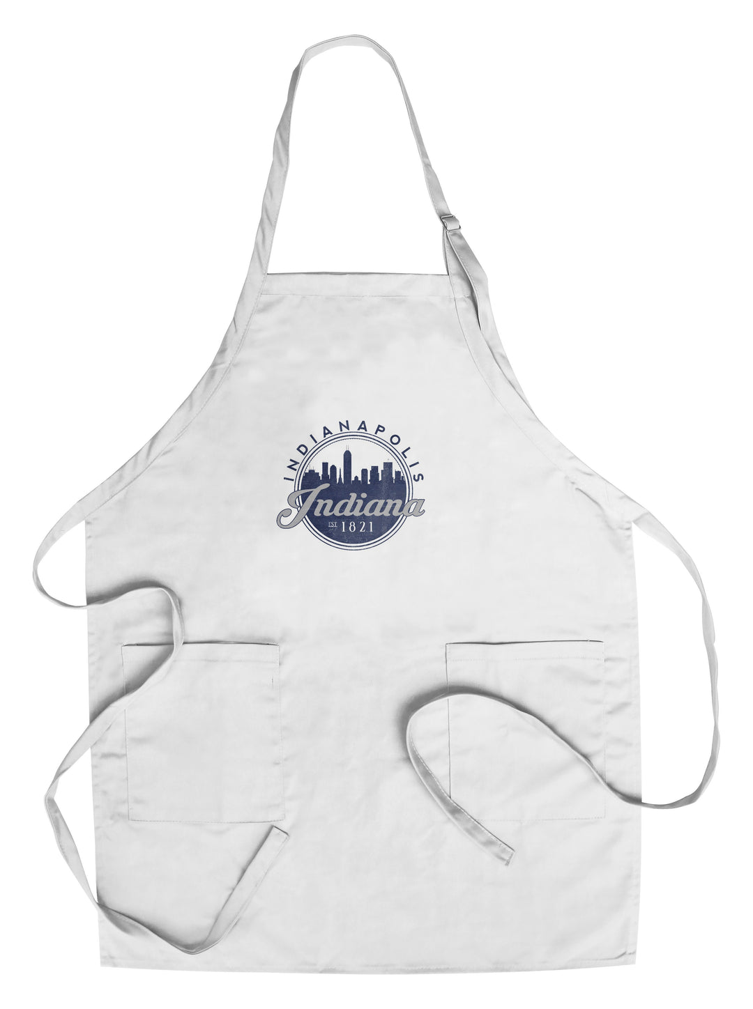 Indianapolis, Indiana, Skyline Seal (Blue), Established 1821, Lantern Press Artwork, Towels and Aprons Kitchen Lantern Press Chef's Apron 