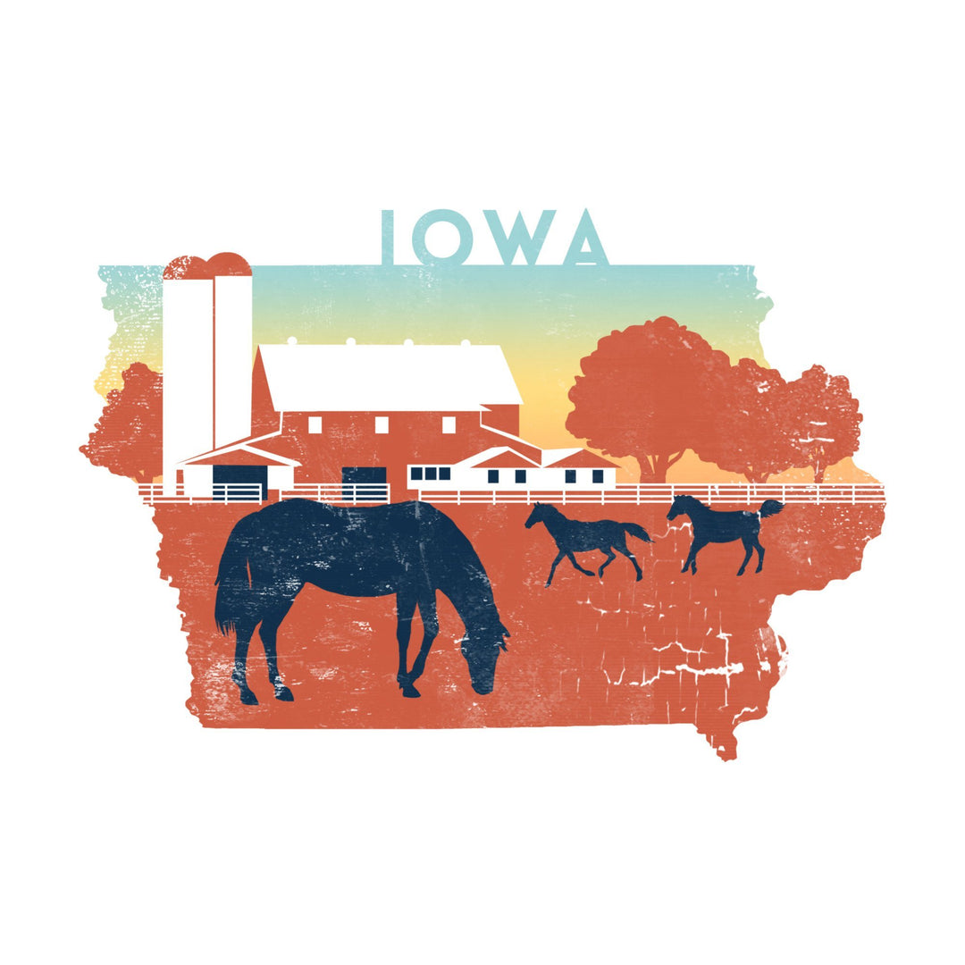 Iowa, State Abstract, Farm, Contour, Lantern Press Artwork, Towels and Aprons Kitchen Lantern Press 